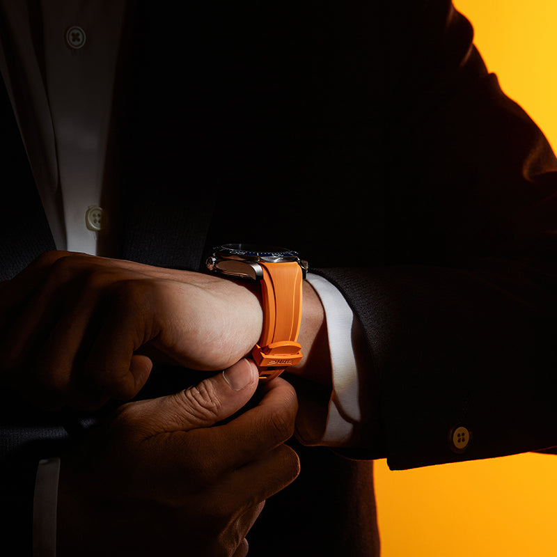 Orange FKM Rubber Strap for Omega Seamaster 300
