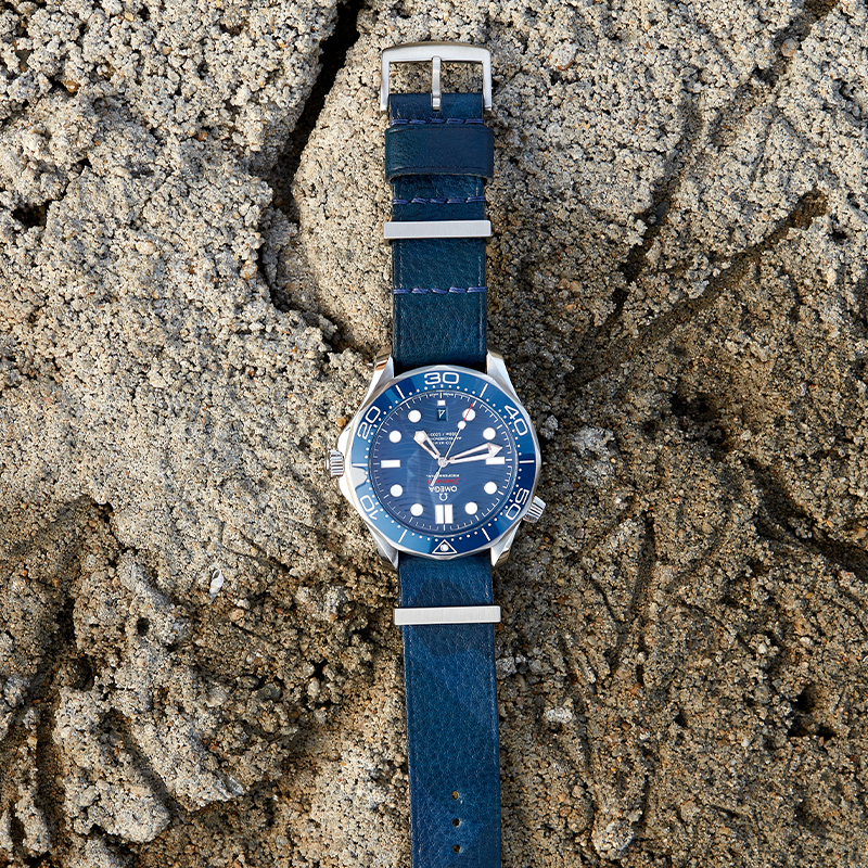 Nato Blue Camouflage Leather Strap