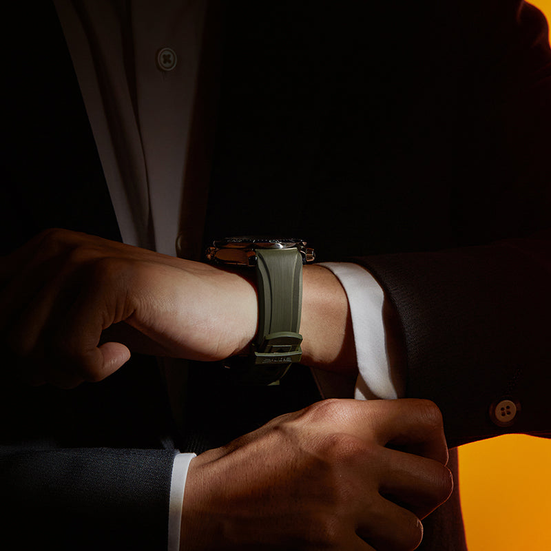 Olive Green FKM Rubber Strap for Omega Seamaster 300