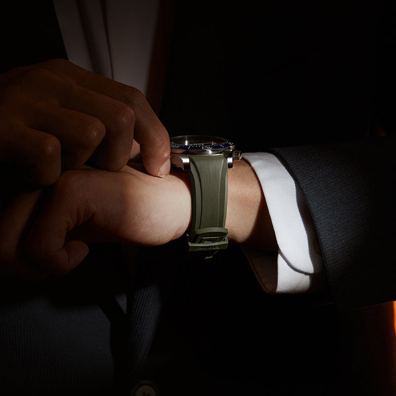 Olive Green FKM Rubber Strap for Omega Seamaster 300