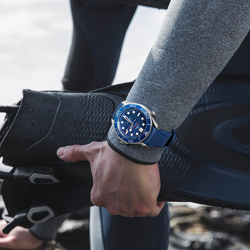Navy Blue FKM Rubber Strap for Omega Seamaster 300
