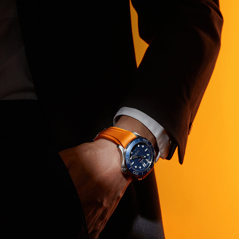 Orange FKM Rubber Strap for Omega Seamaster 300