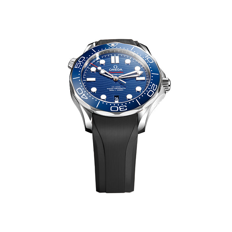 Black FKM Rubber Strap for Omega Seamaster 300