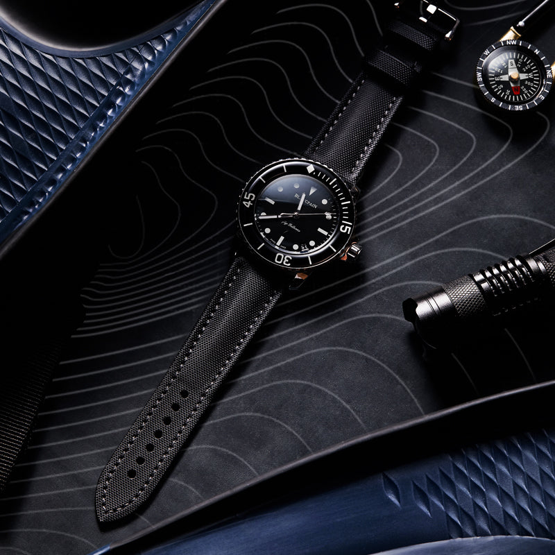 Black Sailcloth Watch Strap for Blancpain