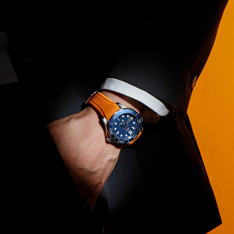 Orange FKM Rubber Strap for Omega Seamaster 300
