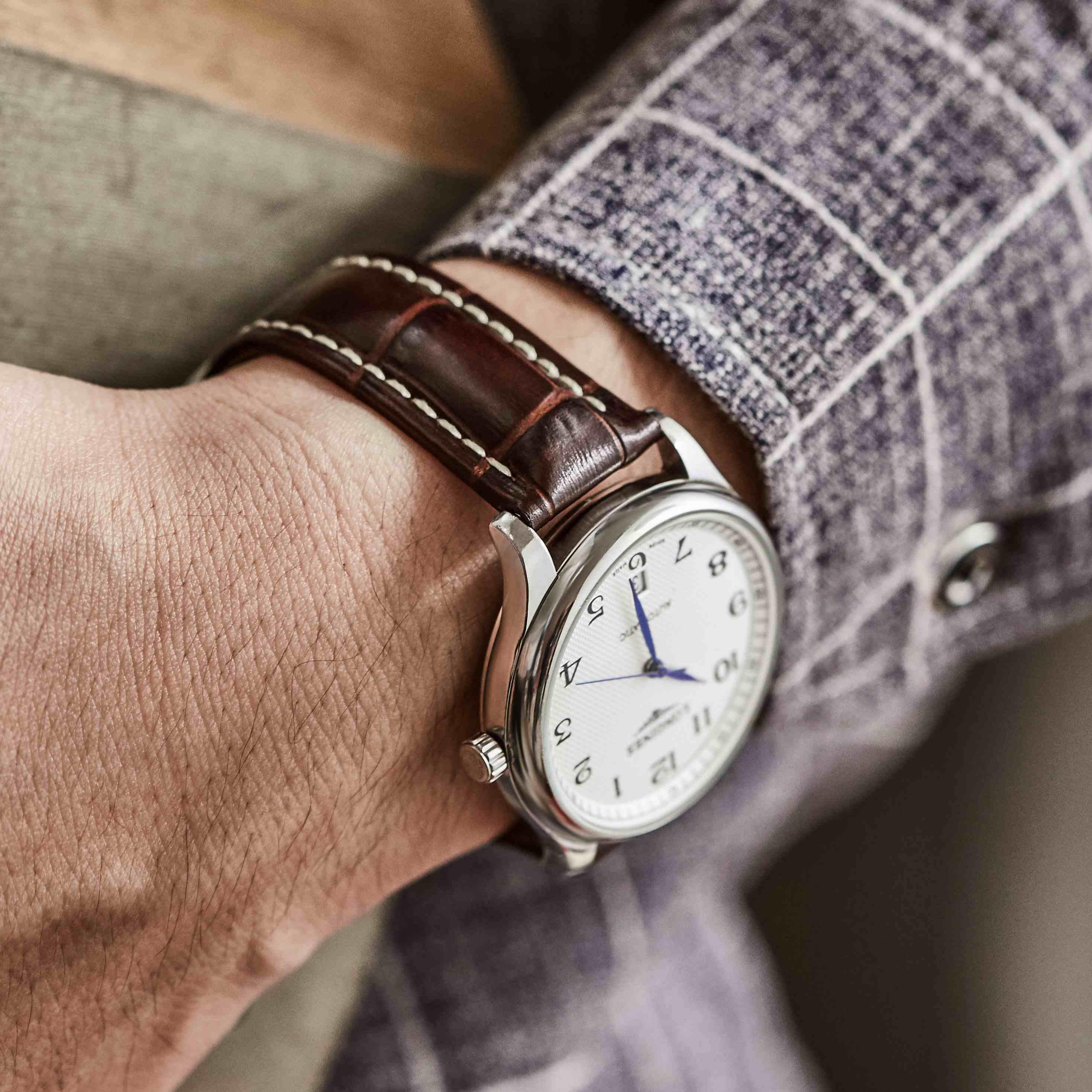 Blue 3A Alligator Grain Genuine Leather Strap