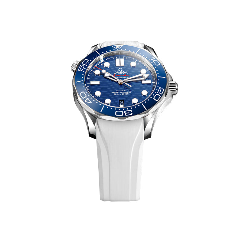 White FKM Rubber Strap for Omega Seamaster 300