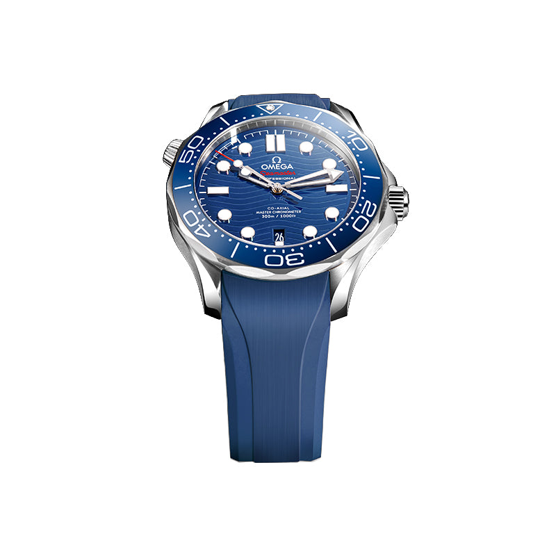 Navy Blue FKM Rubber Strap for Omega Seamaster 300