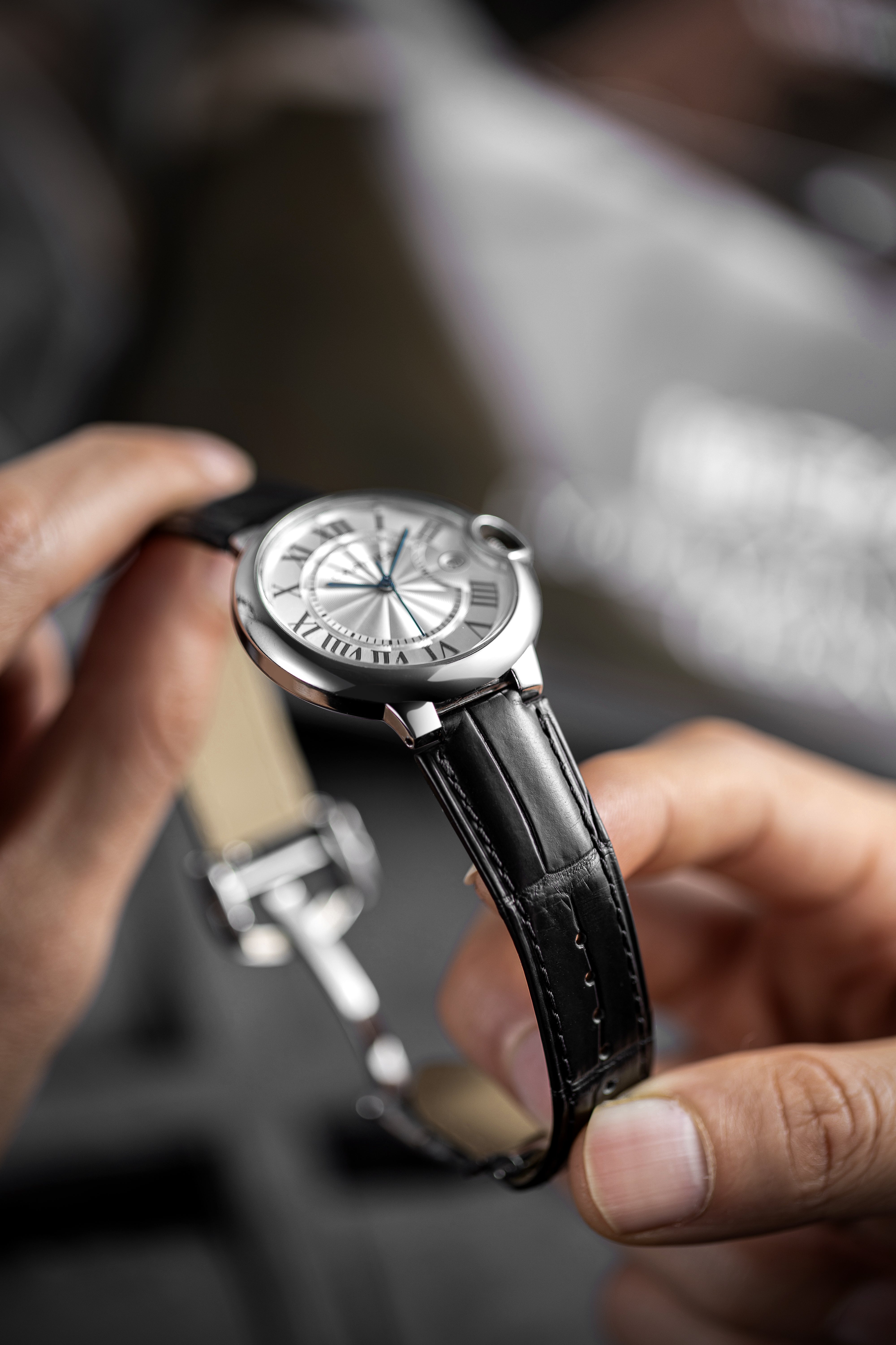 Blue Quick-Release Nile Crocodile Straps for Cartier Ballon Bleu