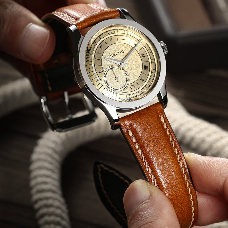 Golden Brown Gentleman-Tuxedo Vernazza Calf Leather Strap