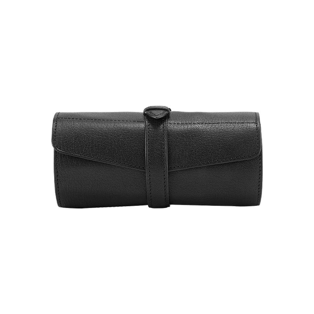 Black PATNAT Goat Skin Watch Roll - 5 Watches