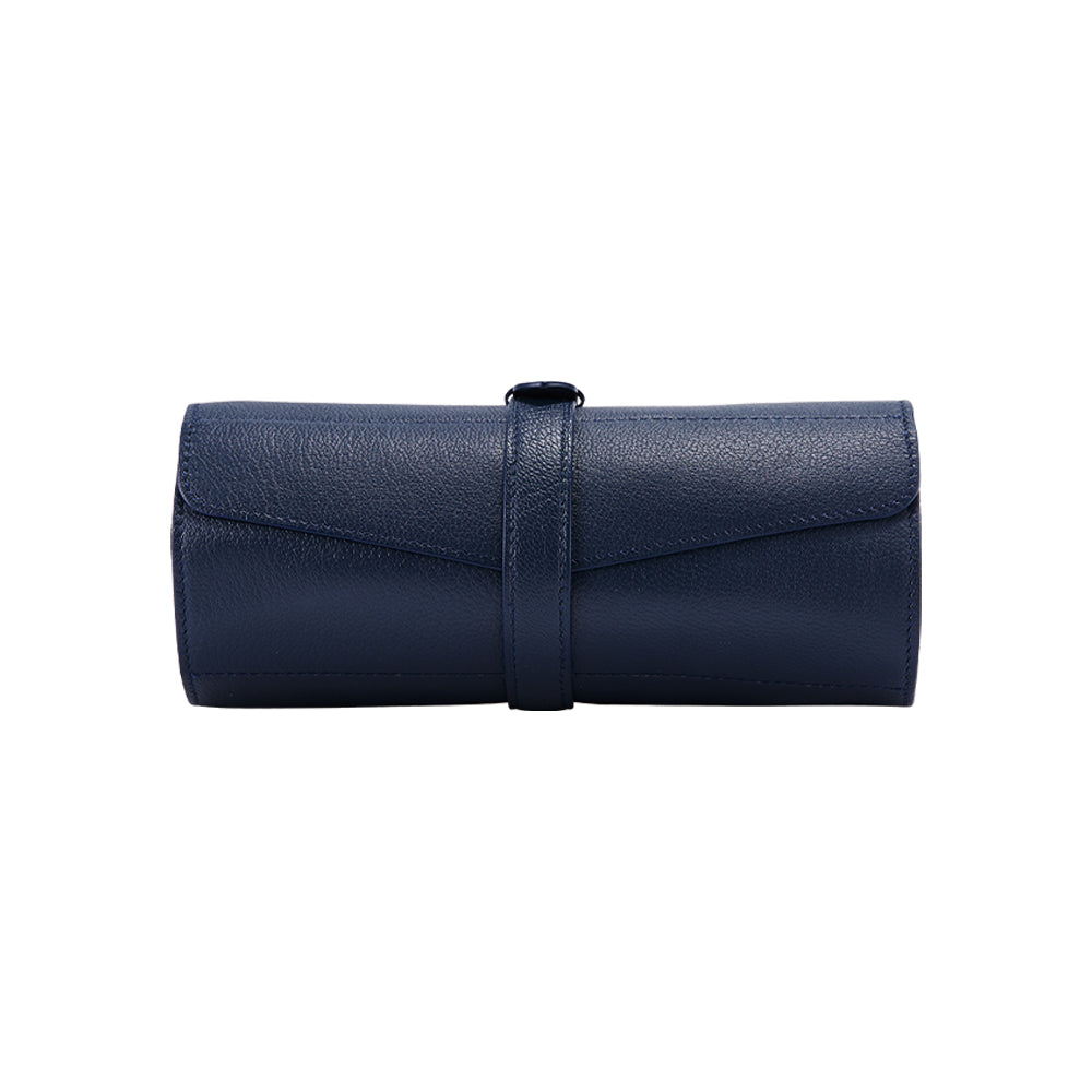 Blue PATNAT Goat Skin Watch Roll - 5 Watches