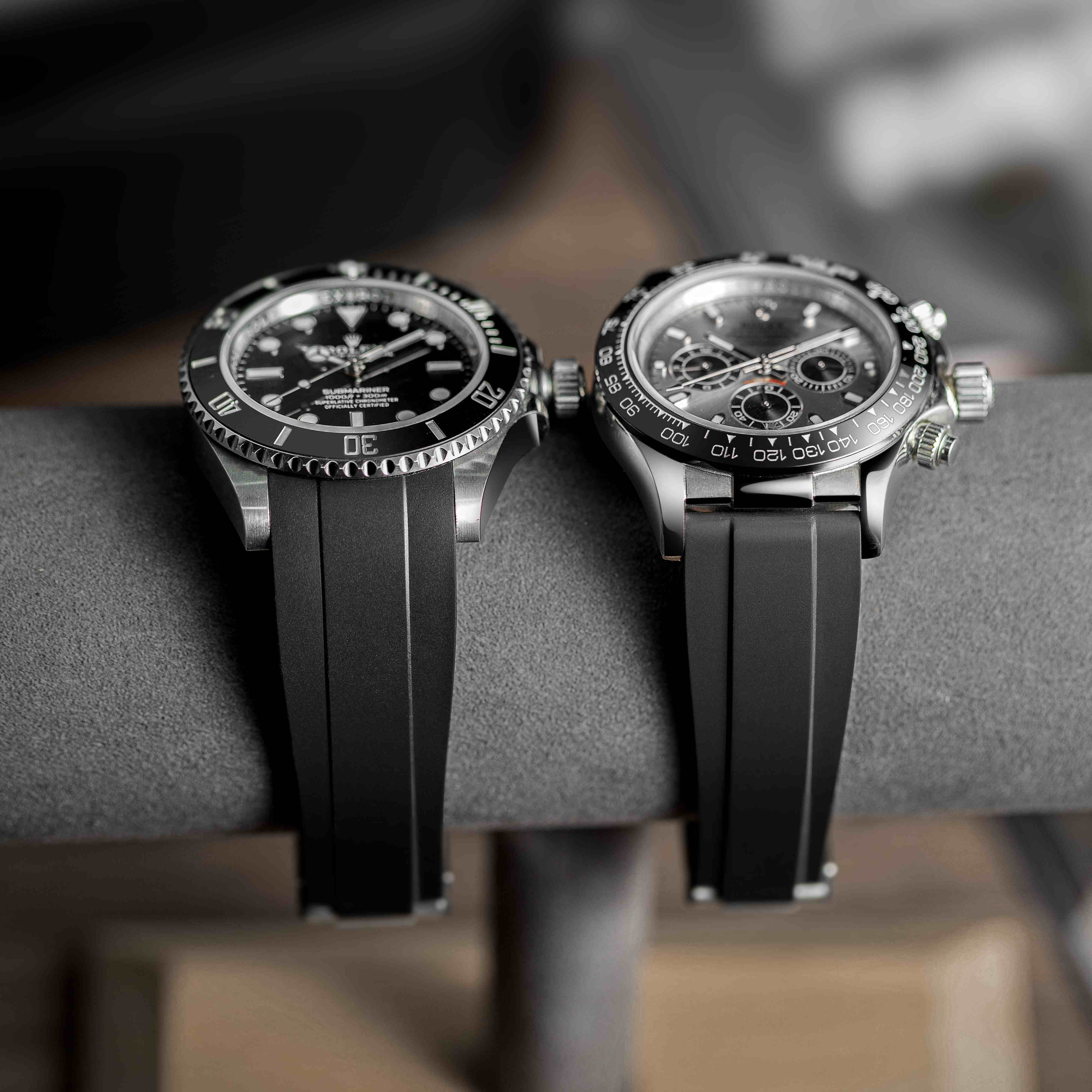 Black FKM Rubber Strap for Rolex Submariner 126610LN/126610LV