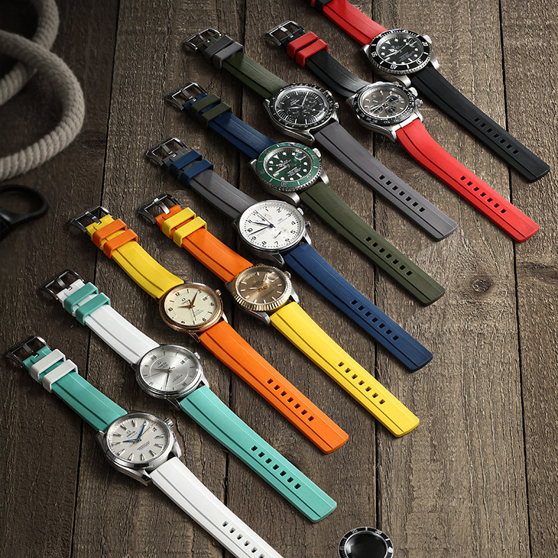 Yellow Brushed FKM Rubber Strap