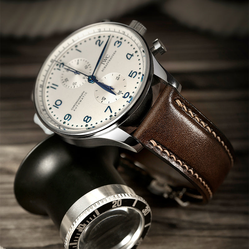 Cinnamon Brown Gentleman-Tuxedo Vernazza Calf Leather Strap