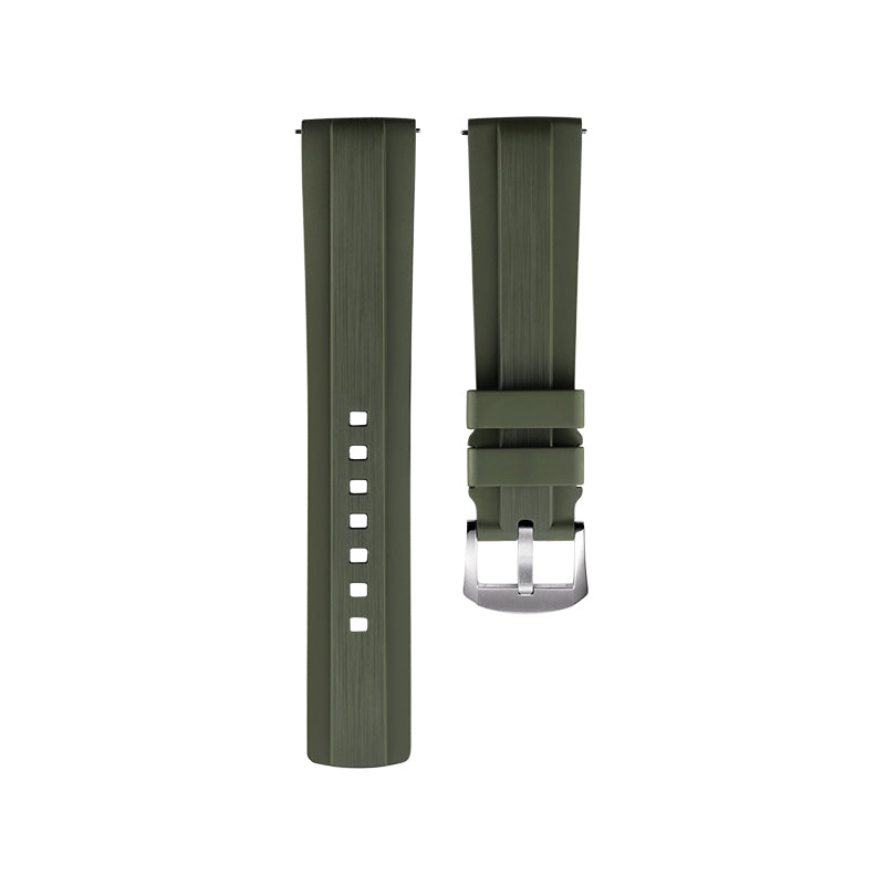 Army Green Brushed FKM Rubber Strap