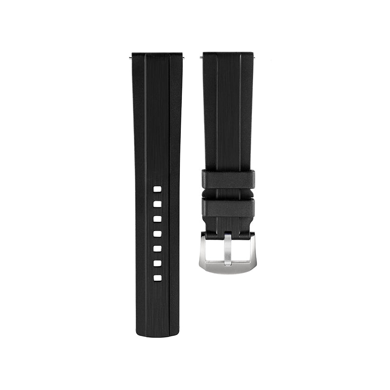 Black Brushed FKM Rubber Straps