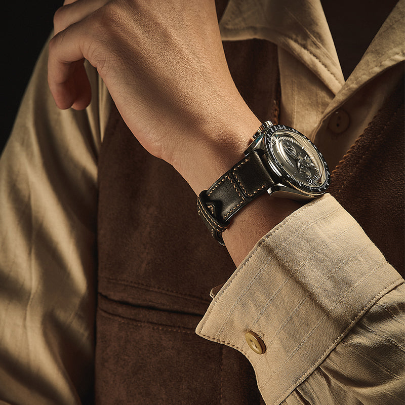 Grey Harness Crazy Horse Leather Strap