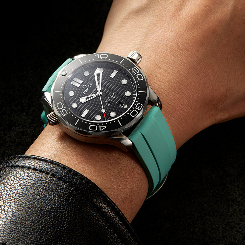 Tiffany Blue Brushed FKM Rubber Strap