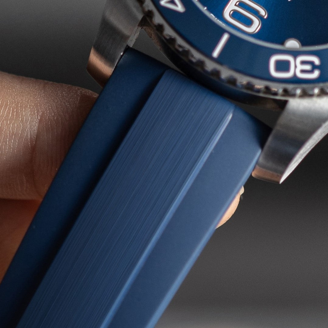 Blue Brushed FKM Rubber Strap
