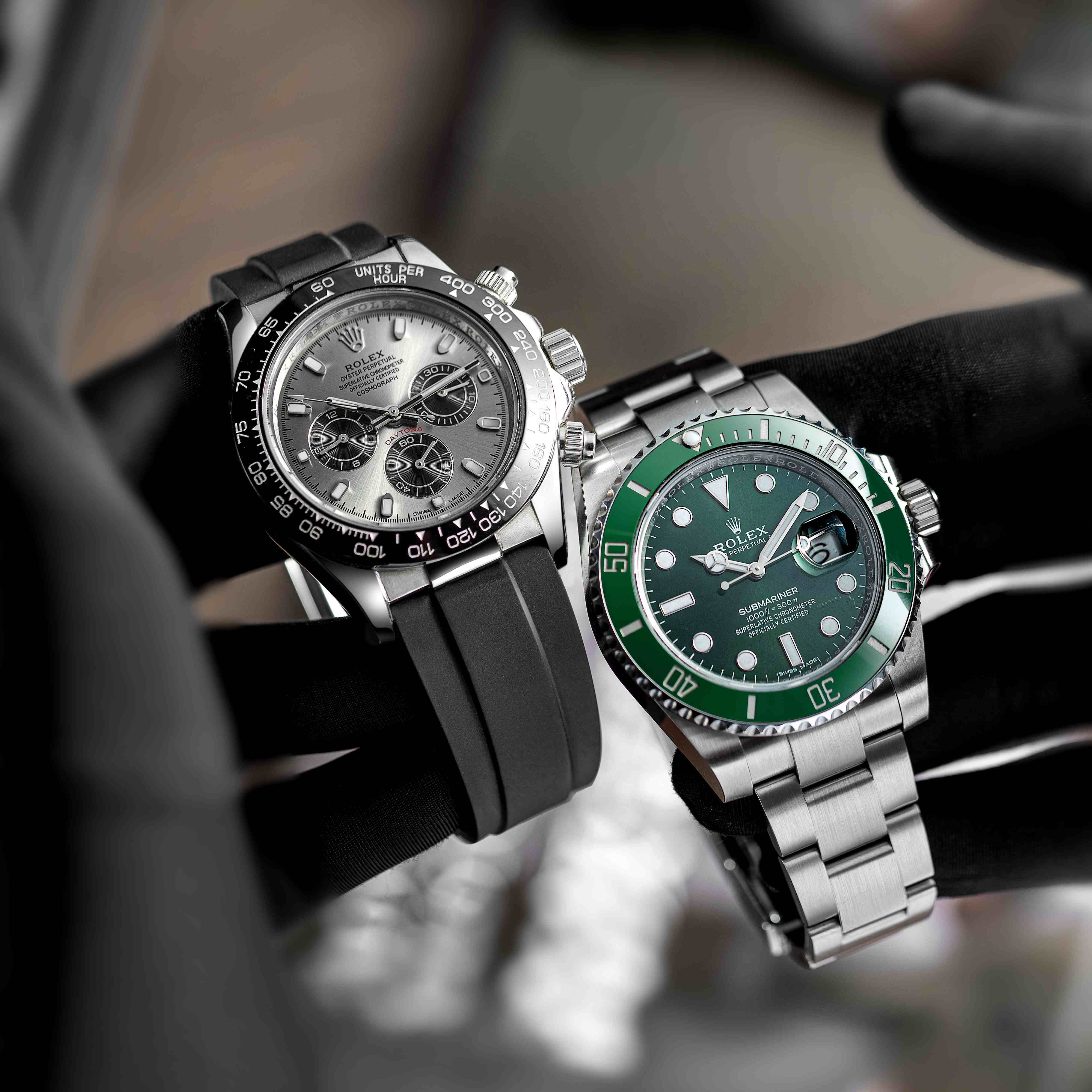 Black FKM Rubber Strap for Rolex Submariner 126610LN/126610LV