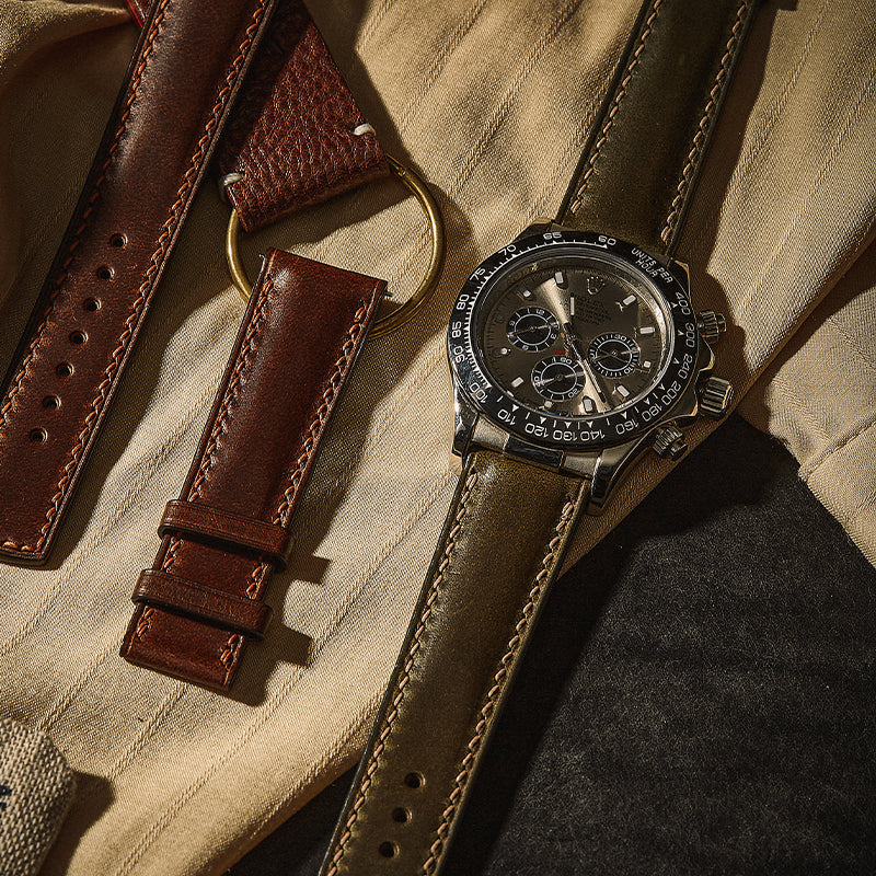 Army Green Knight Crazy Horse Leather Strap