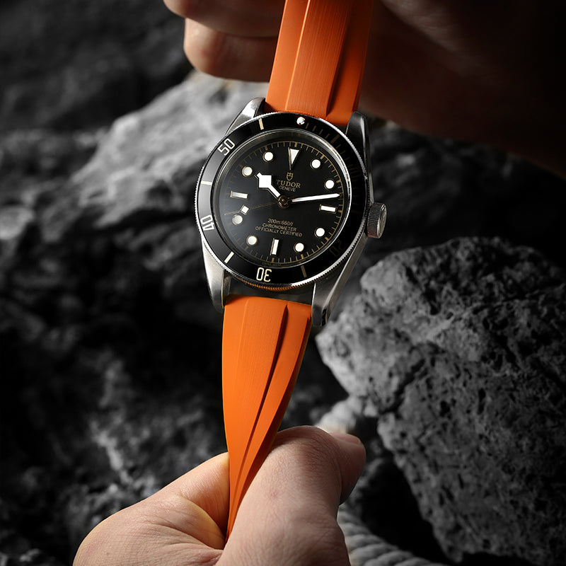 Orange Brushed FKM Rubber Strap
