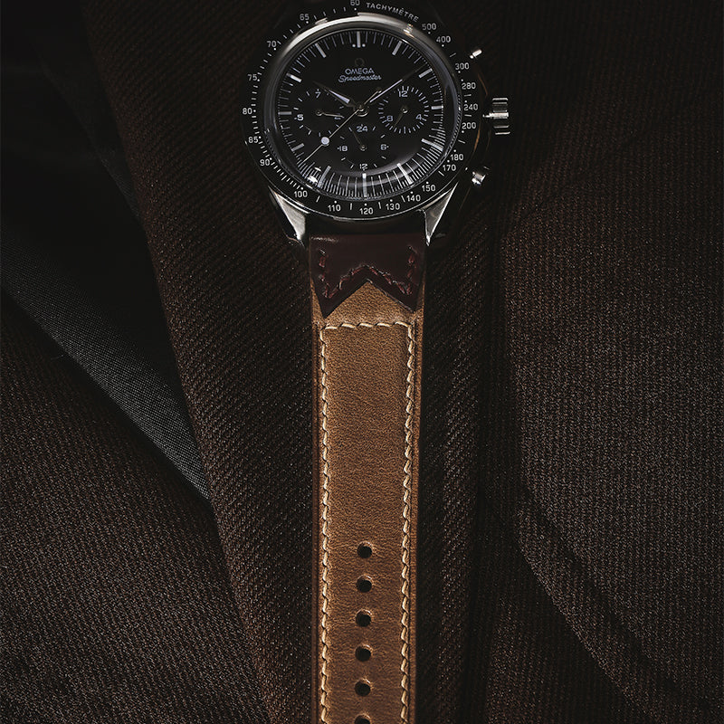 Brown W Bow Tie Crazy Horse Leather Strap