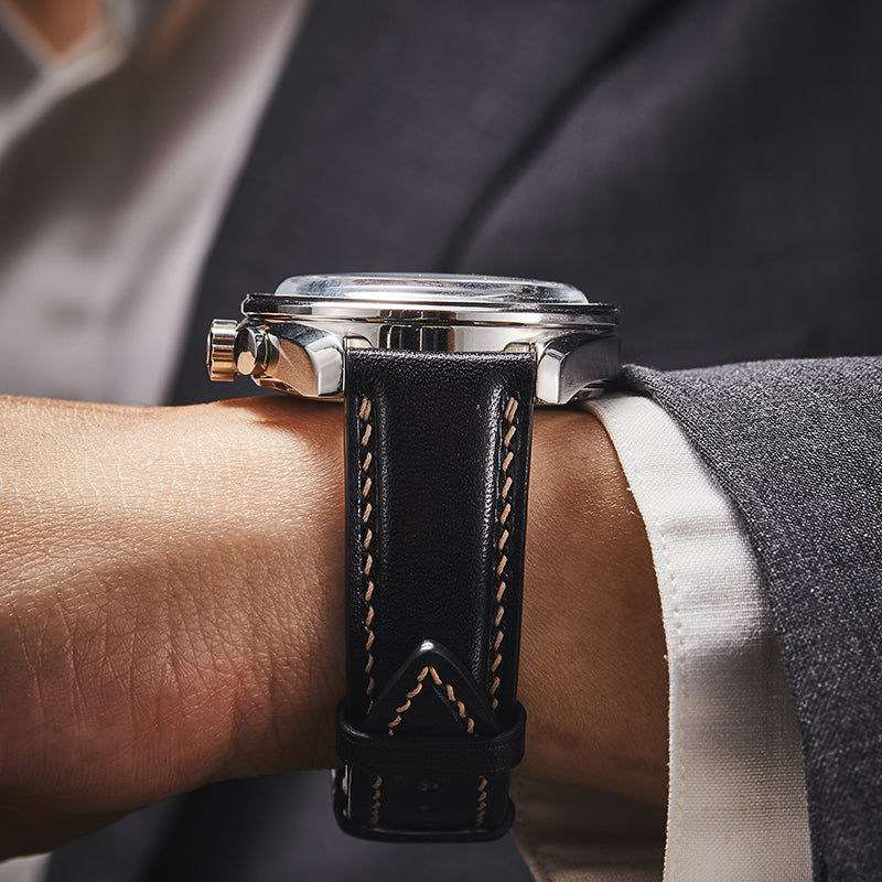 Black Gentleman-Tuxedo Vernazza Calf Leather Strap