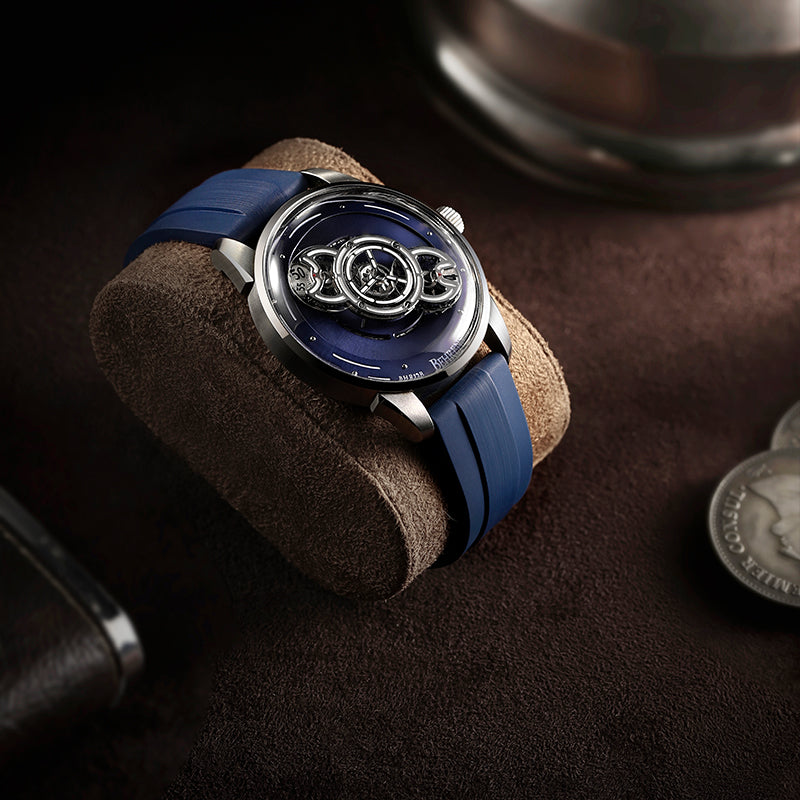 Blue Brushed FKM Rubber Strap