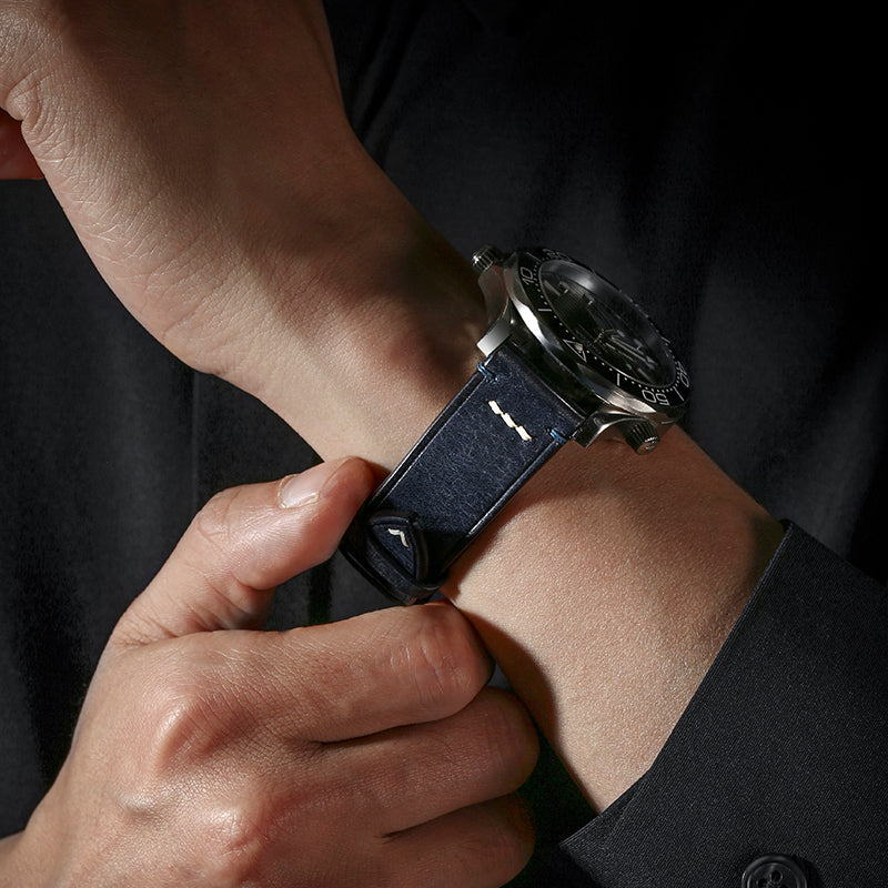 Dark Blue Pilot Pueblo Leather Strap