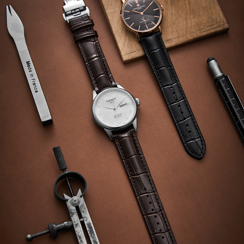 Dark Brown 3A Alligator Grain Genuine Leather Watch Strap