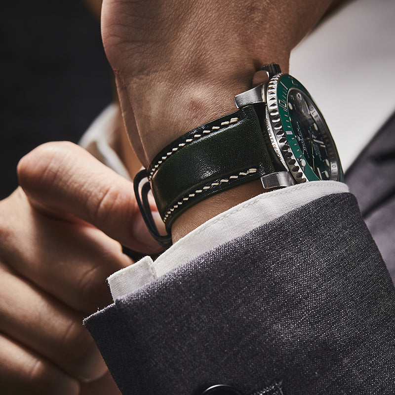 Deep Green Gentleman-Tuxedo Vernazza Calf Leather Strap