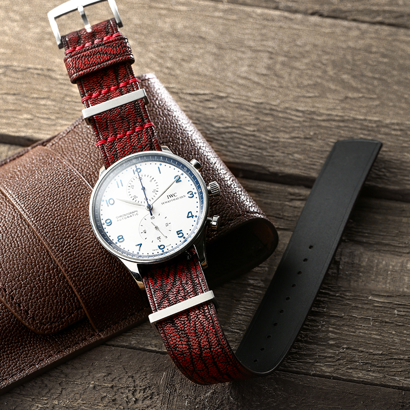 Nato Red PATNAT Goat Leather Strap