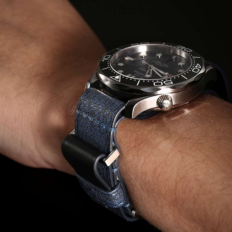 Nato Blue PATNAT Goat Leather Strap