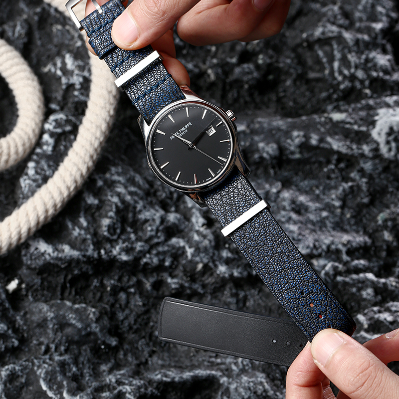 Nato Blue PATNAT Goat Leather Strap