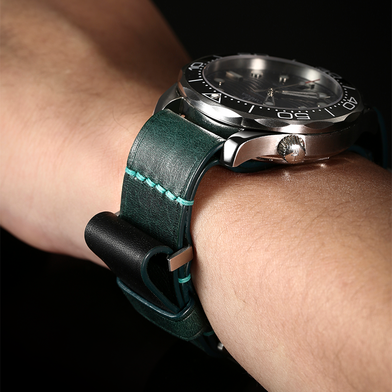 Nato Blue Waxy Leather Strap