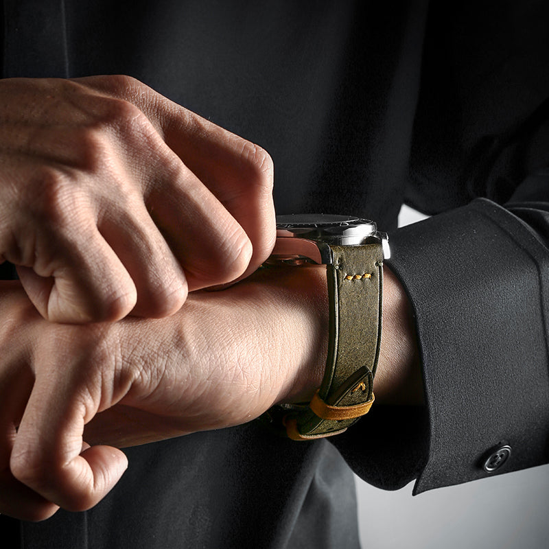 Olive Green Pilot Pueblo Leather Strap