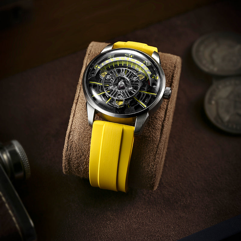 Yellow Brushed FKM Rubber Strap