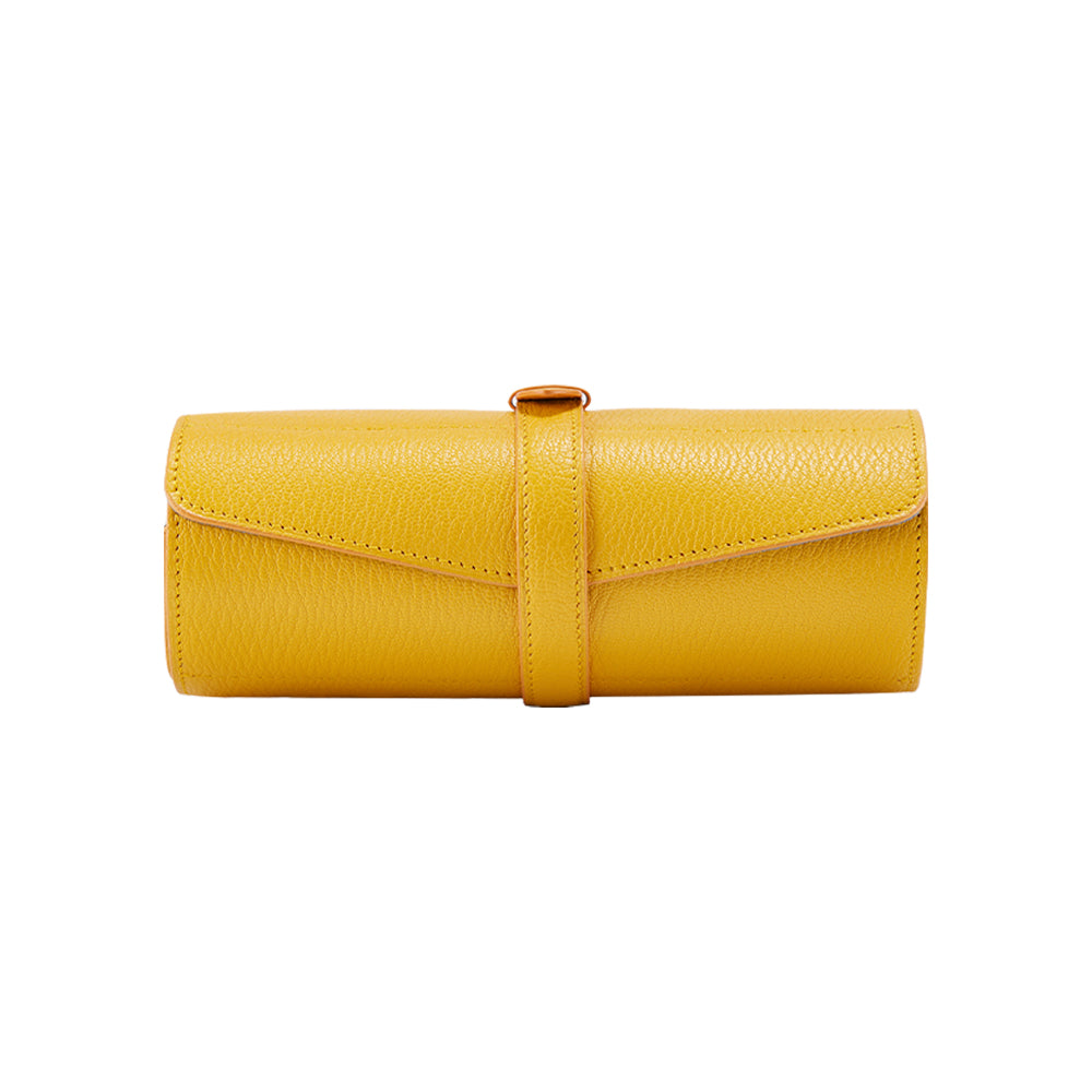 Yellow PATNAT Goat Skin Watch Roll - 5 Watches