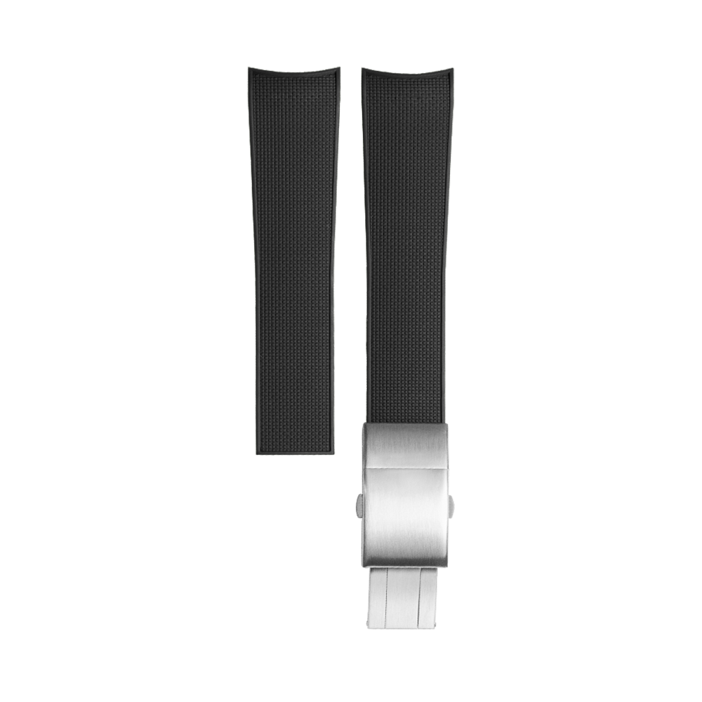 Black CTS FKM Rubber Strap for Longines Hydroconquest