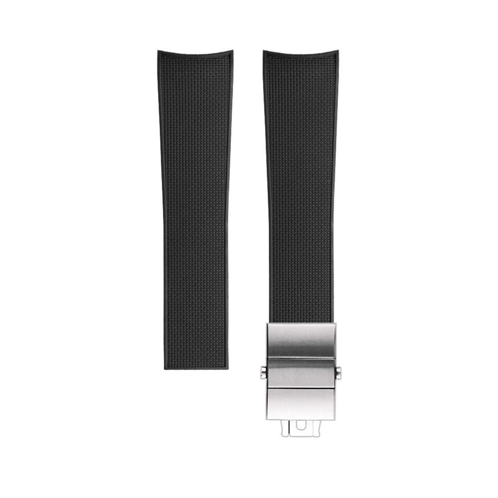 Black CTS FKM Rubber Strap for Longines Hydroconquest