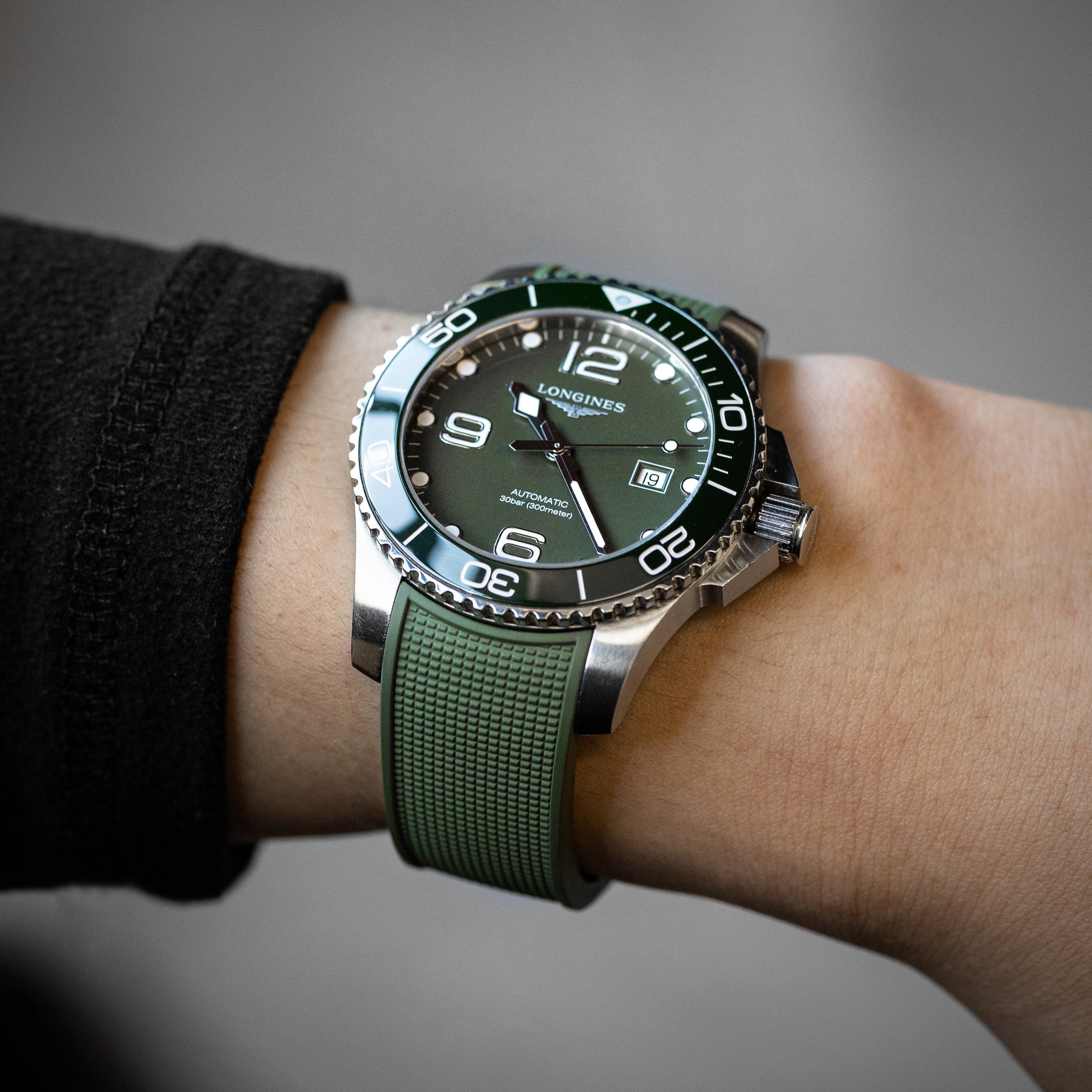 Green CTS FKM Rubber Strap for Longines Hydroconquest