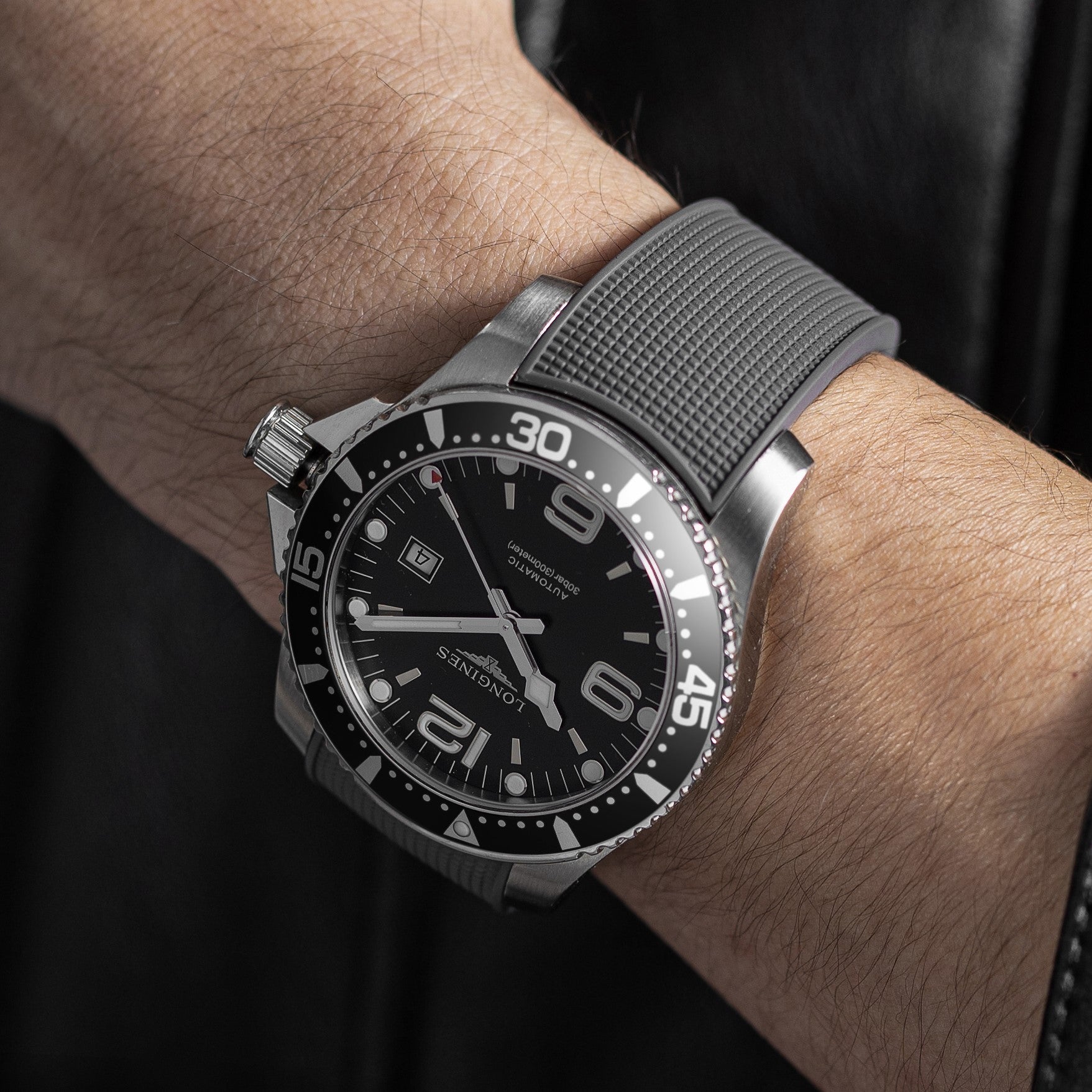 Grey CTS FKM Rubber Strap for Longines Hydroconquest